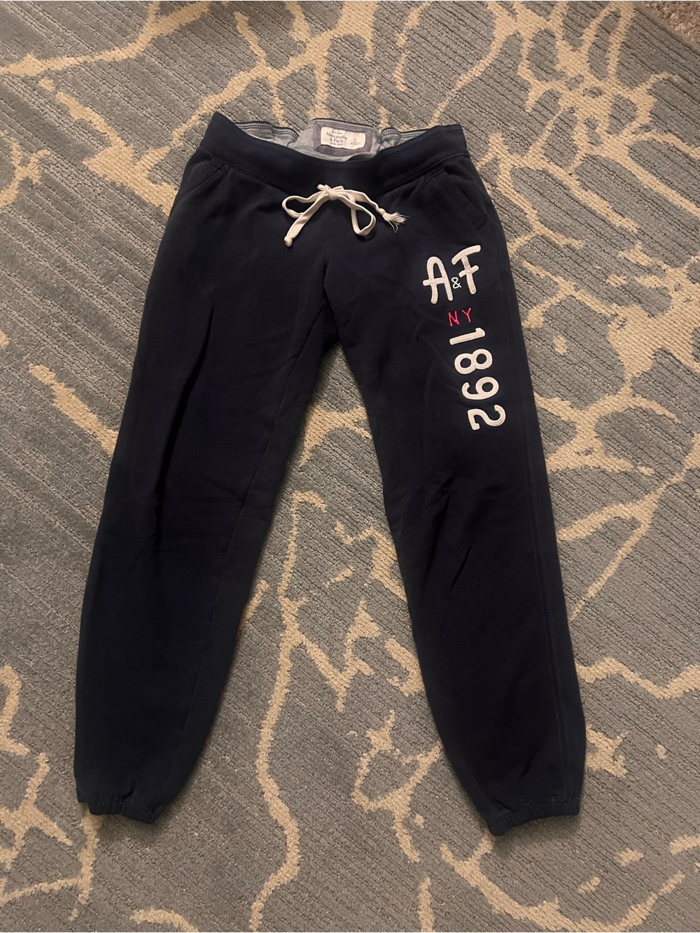 Abercrombie & Fitch women’s  Navy Jogger Sweatpants with White Logo